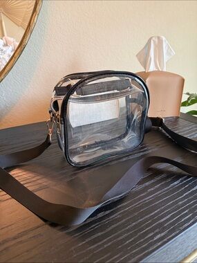 Amazon Clear PVC Crossbody Shoulder Bag - Black Trim